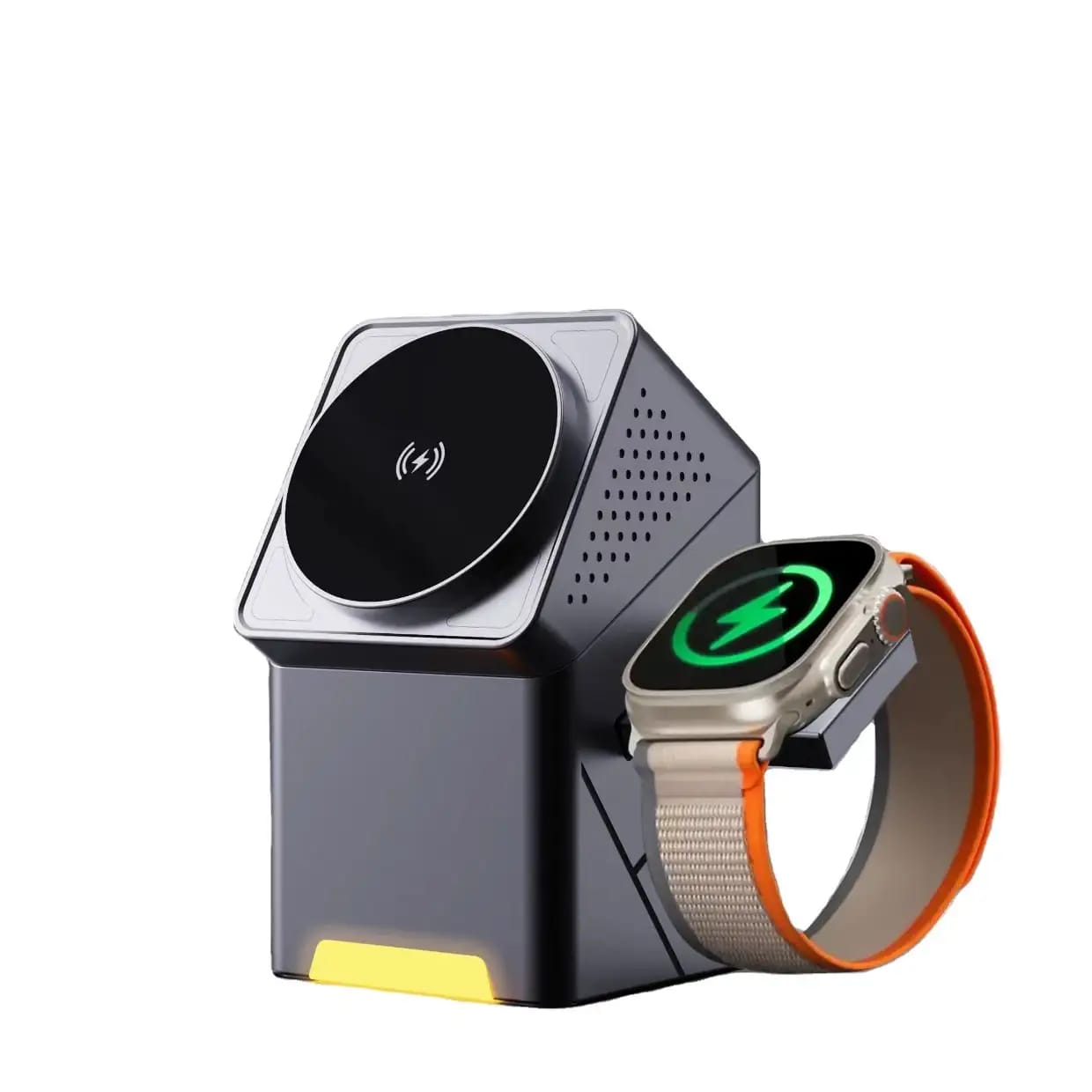 Qi2 Certified 3-in-1 Magnetic Mag-Safe Wireless Charging Station with One-Touch Auto Rotation and Fast Charging Compatible